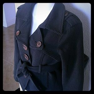 Fully lined button down belted jacket by Sugarfly.